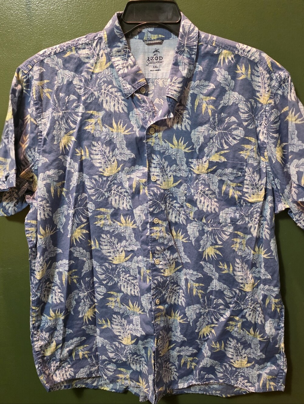 Men's XXL IZOD Saltwater Button Up Shirt Tropical Palm Cruisewear - 100% Cotton